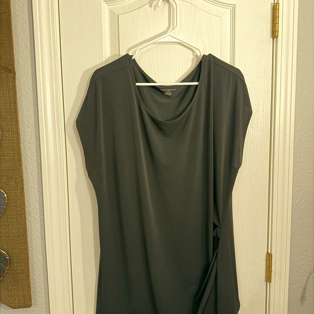Lane Bryant Black Drape Top w/ Ruching on one side